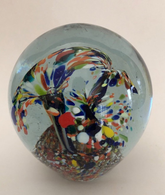 Vintage Artistic Blown Glass Paperweight Palm Confetti, Decorative Objects, Multi Color (photo 4 of 5)