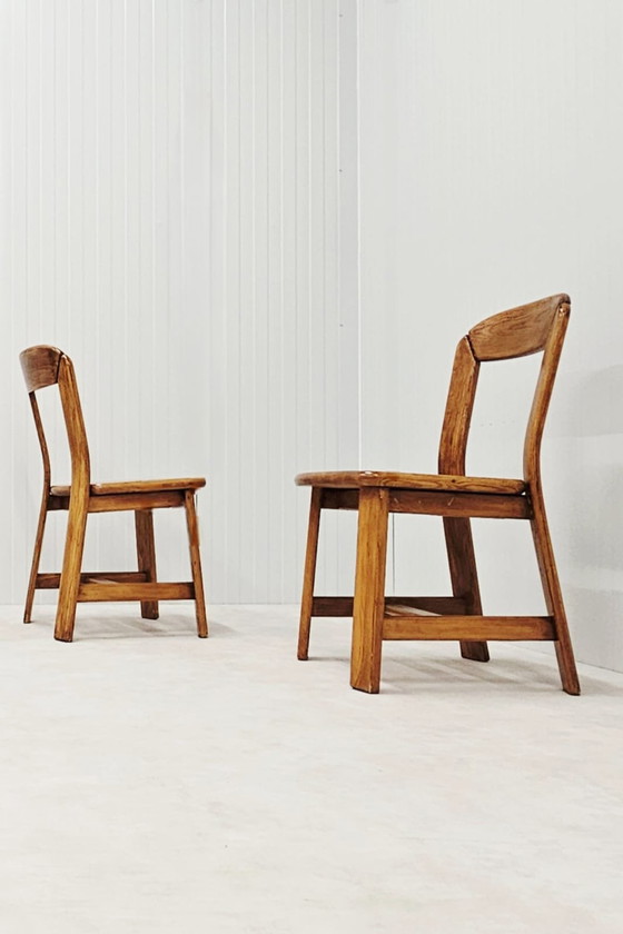 Image 1 of Vintage Pine Dining Set – Round Table With 4 Matching Chairs