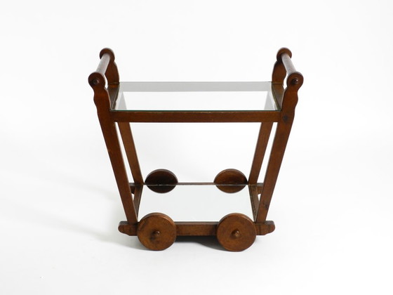 Image 1 of Hermoso y único carrito de bar con carrito de té de la década de 1930 hecho de madera maciza de roble