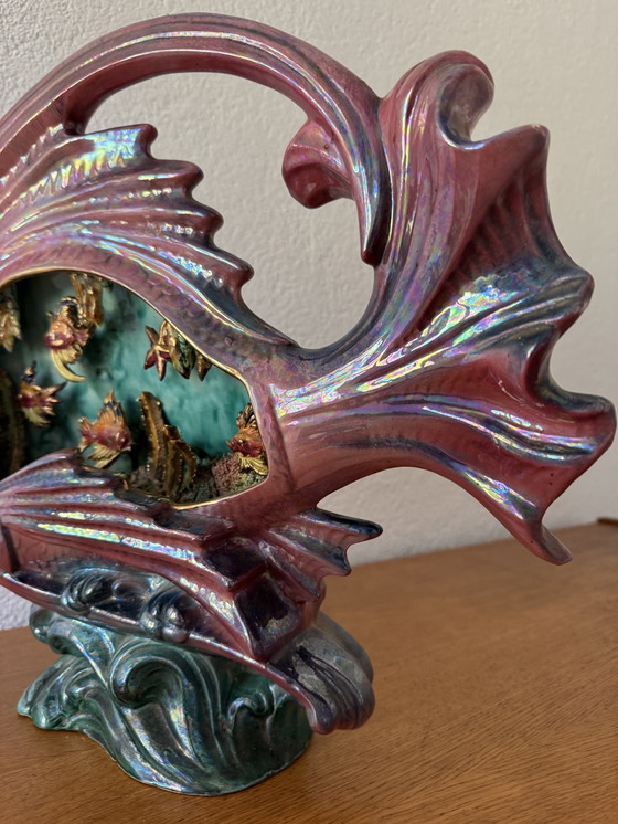 Image 1 of Grote keramische vis lamp jaren 50