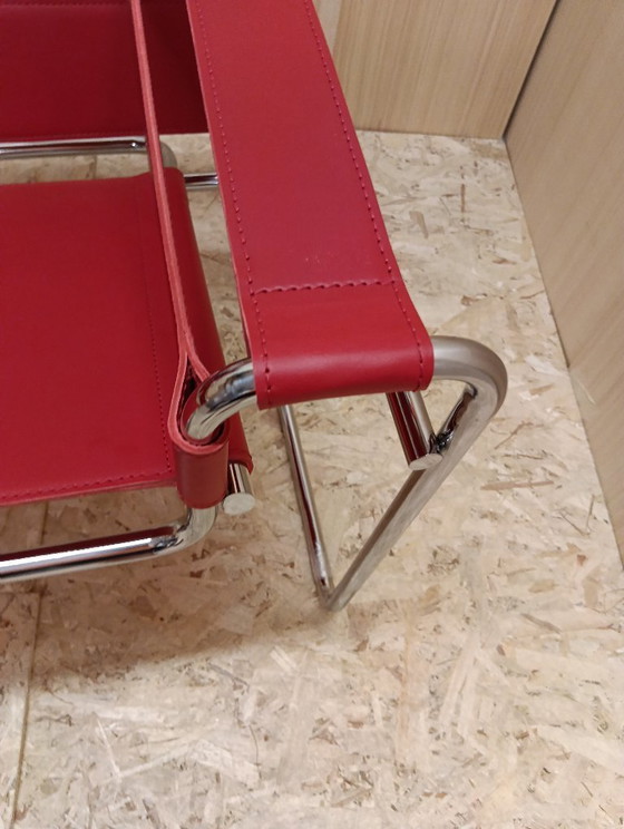 Image 1 of KNOLL Studio Set van 2 WASSILY B3 fauteuils (NIEUW) in rood leer