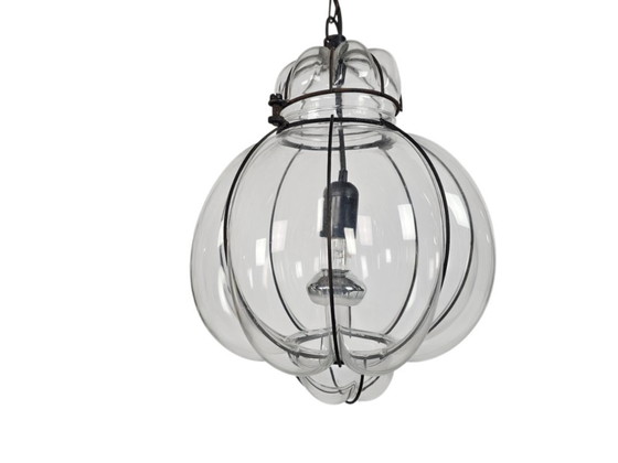 Lampada a sospensione in vetro con struttura in metallo, Lampade a sospensione, Trasparente, Modern (foto 4 di 5)