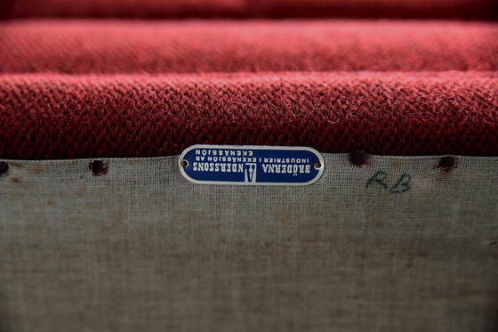 Image 1 of Canapé 3 Places Vintage Élégant Scandinave Moderne Mid-Century Rouge de Bröderna Anderssons, 1950s