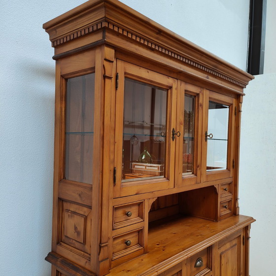 Image 1 of Vintage French Country Pine Buffet Cabinet Wall Cupboard Kitchen Cupboard