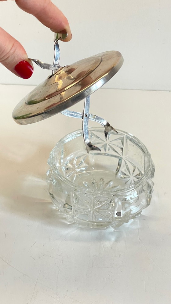 Image 1 of SUCRIER à Pince CRISTAL Vintage