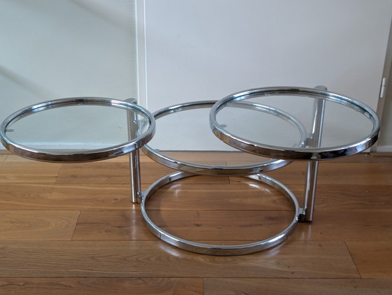 Vintage Leitmotiv Draaibare Salontafel – Glass, Metal (photo 3 of 7)