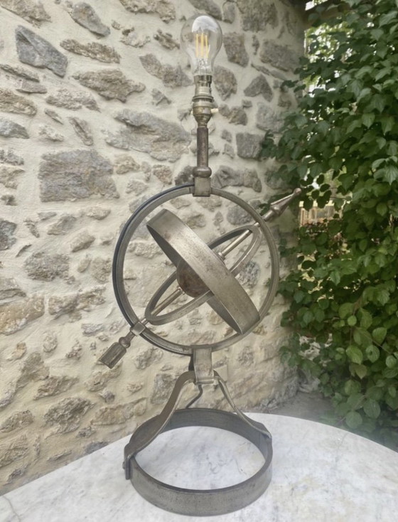 Astrolab Jean-Pierre Ryckaert Table lamps Steel, Paper Mâché 1950s, Metal, Wood, Grey, Vintage (photo 2 of 6)