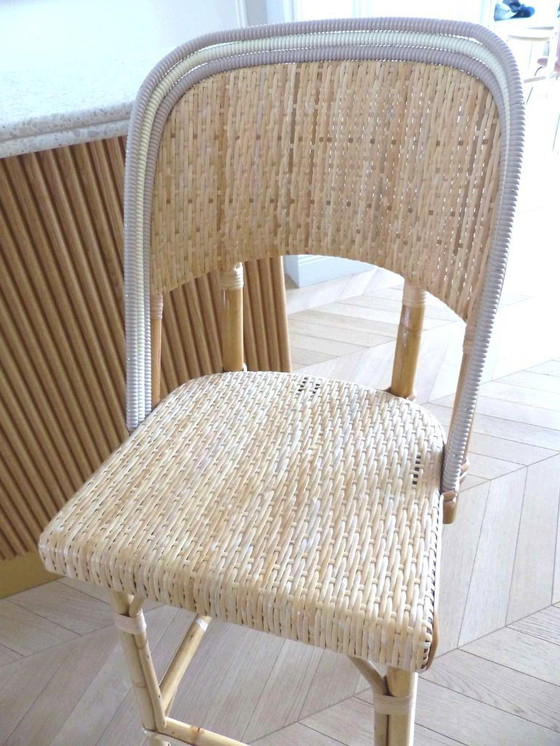 Image 1 of Set van 3 Maison Louis Drucker bistrostoelen in licht Manila-rotan.