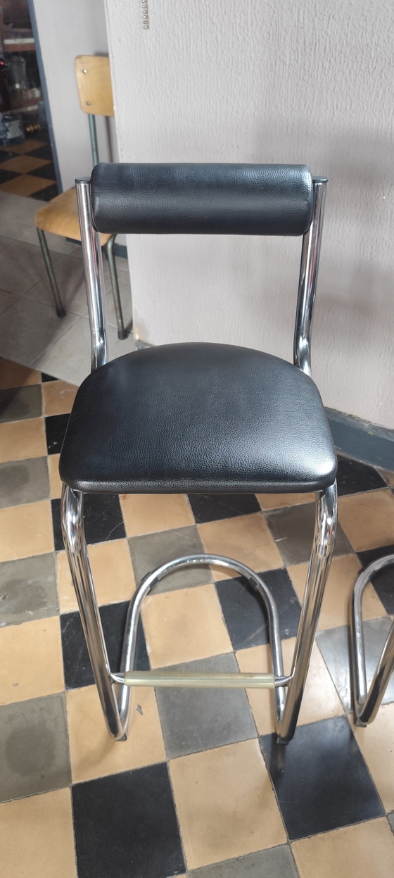 Image 1 of Set of 4 vintage bar stools, 1980