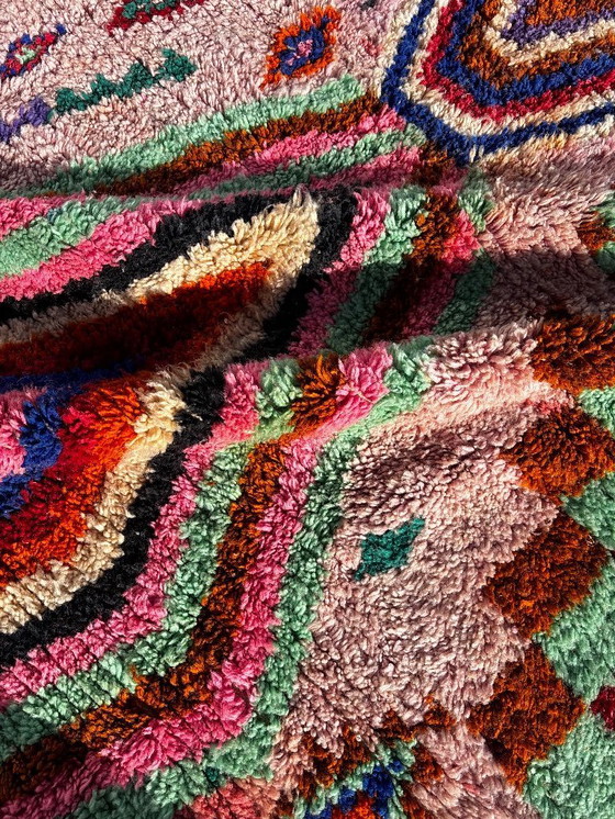 Image 1 of Modern Marokkaans handgemaakt wollen vloerkleed – Kleurrijk Berber vloerkleed 200x300 cm, eigentijdse boho woonkamerdecoratie