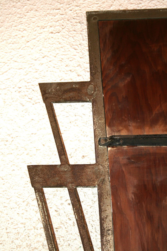 Image 1 of Metal Art Deco mirror (forged/ trapezoidal shape)