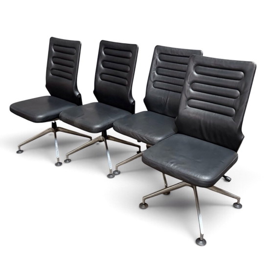 4x sedia Vitra in pelle nera – Sedie da conferenza, Metallo (photo 2 of 15)
