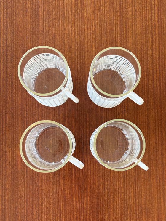 Image 1 of 4 Bauhaus glasses with metal holder Josef Hoffmann, Bieffeplast style