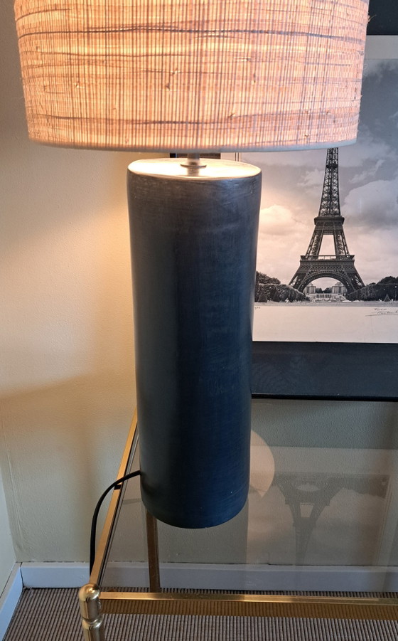 Image 1 of Black terracotta lamp base round table lamp