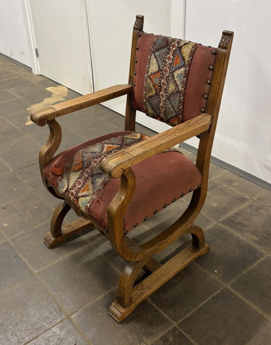 Klassieke Deense bogenstoel 20s-30s – Fauteuils, Textile, Wood (photo 3 of 9)