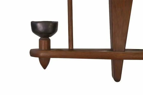 Lampadario in rovere di Guillerme e Chambron e ceramica di Danikowski anni '50 – Guillerme & Chambron, Legno (photo 6 of 11)