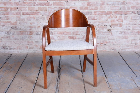 Pair of Restored Mid-Century Armchairs, Reupholstered, Cherry Wood, Czech, 1970s – Textile (photo 13 of 18)