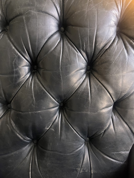 Image 1 of Vintage Chesterfield smoking chair with footstool
