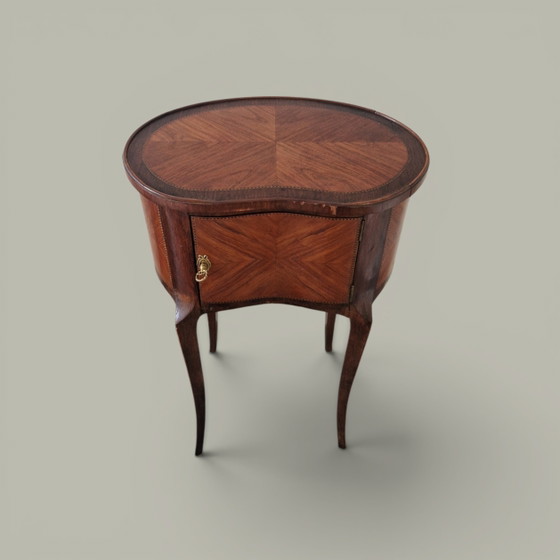 Image 1 of Table d’appoint style Louis XV - Marqueterie bois de rose - Epoque XIXème 