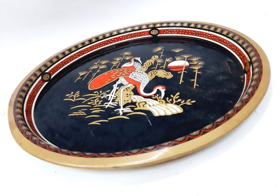 Image 1 of Vassoio da portata in latta asiatico vintage 32 cm