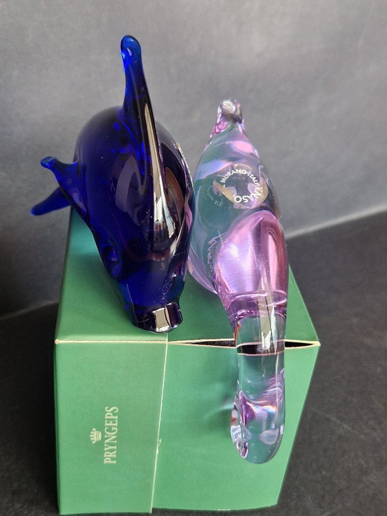 Image 1 of Par de figuras de animales de cristal de Murano - Nason