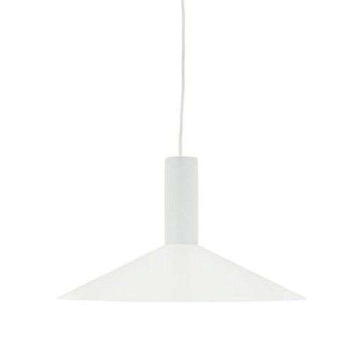 Lampada a sospensione danese in metallo bianco, paralume conico nella tradizione del design scandinavo, anni 2000