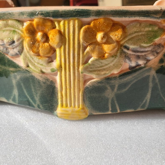 Image 1 of Polychromer Art-Deco-Pflanzkübel, Keramik und Engobe, 192, Frankreich
