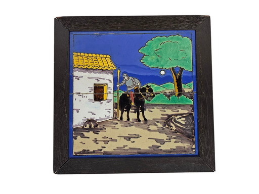 Don Quixote - design Manuel Ramos Rejano - Spaanse tegeltableau - Spanje - 1e kwart 20e eeuw 