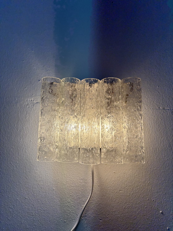 Image 1 of Vintage Doria Leuchten wall lamp ice glass tubes 1960s