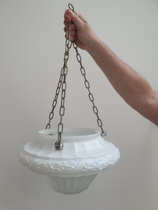 Antique Art Deco Milk Glass Pendant Lamp – 32 cm – 1920s