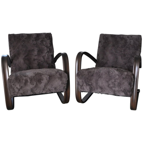 Set of Model H 269 Lounge Chairs by Jindrich Halabala, 1930s, Armchairs, Brown (photo 7 of 7)