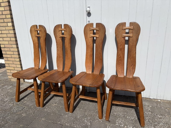 Vintage Brutalist De Puydt Dining Table + Chairs – Wood (photo 6 of 7)