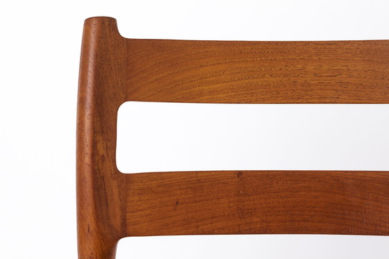 Image 1 of Set di 6 sedie da pranzo in teak Niels Otto Moller, modello 84, 1976 – Sedili in corda rinnovati, marchio del produttore, spediz