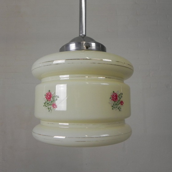 Image 1 of Art Deco pendant lamp with beige glass shade, 1930s