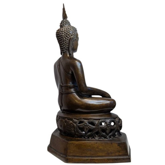 Antique Thai Bronze Buddha in Bhumisparsha Mudra – 119 – Sculpture (photo 3 of 9)
