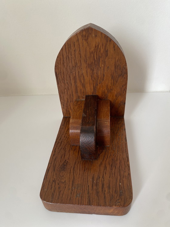 Image 1 of Art deco wooden bookends - Amsterdam school - Vintage