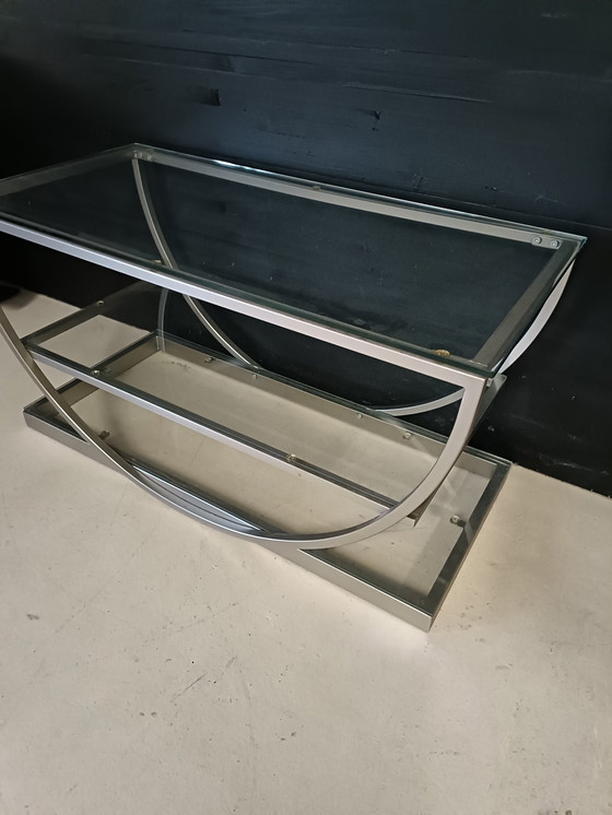 Image 1 of Metal coffee table with glass