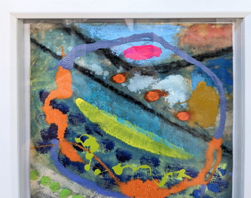 ABSTRACT EXPRESSIONIST 28 ORIGINAL OIL CANVAS SQUARE NIGEL WATERS SIGNED FRAMED