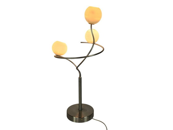 Image 1 of Table lamp - Stainless steel - Opaline - Space Age - 90s