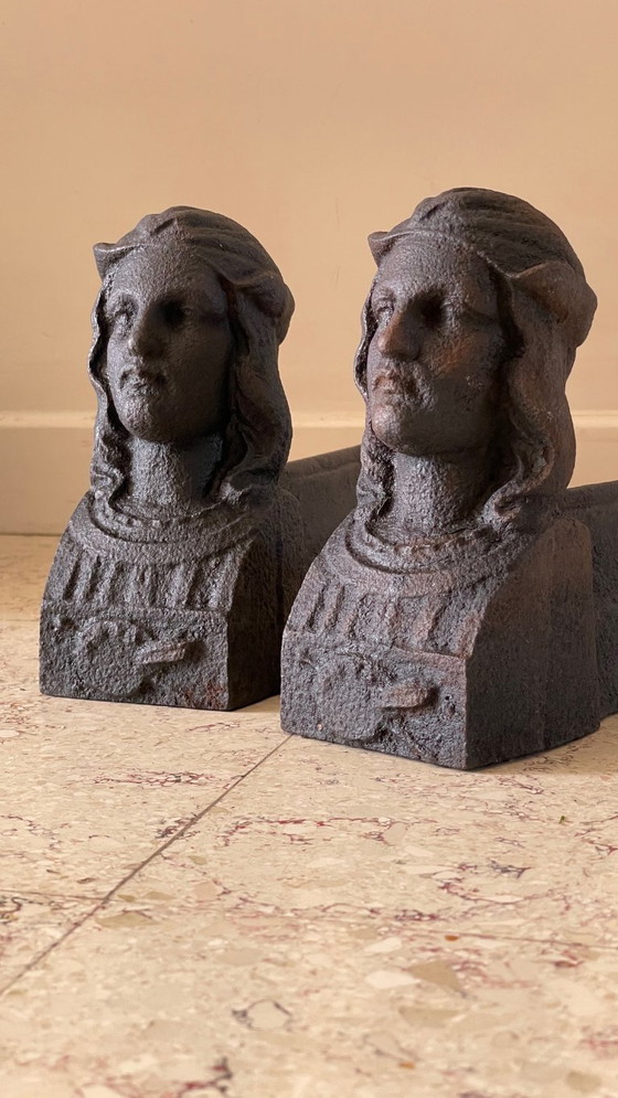 Image 1 of Paire de CHENETS Anciens Fonte d'Acier VINTAGE