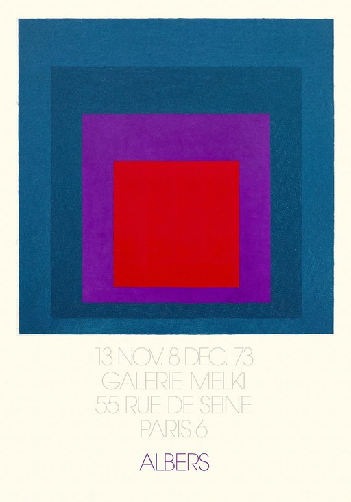 Affiche de l'artiste minimaliste Josef Albers pour la Galerie Melki Paris 1973 - 50 x 70 cm