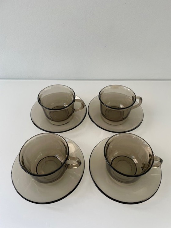 Image 1 of 4 tazze e piattini vintage Arcoroc | Francia anni '70 | 150 ml