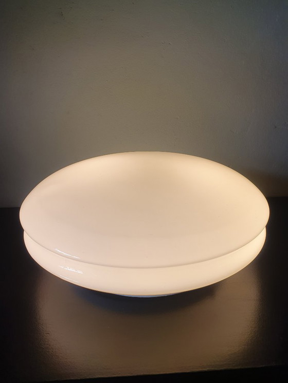 Image 1 of Vintage Raak Amsterdam opaline UFO glass ceiling lamp