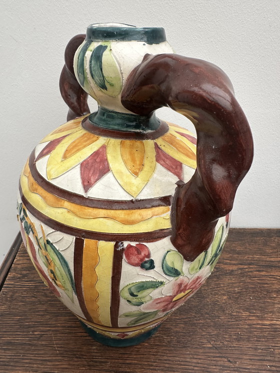 Image 1 of Grande Amphore Italienne en céramique , décor polychrome 