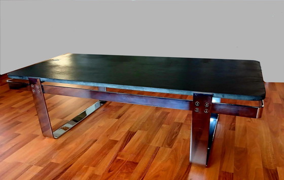 Image 1 of Tavolino in ardesia cromata Peter Draenert Style