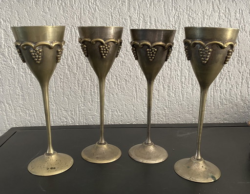 set of 4 vintage copper wine glasses