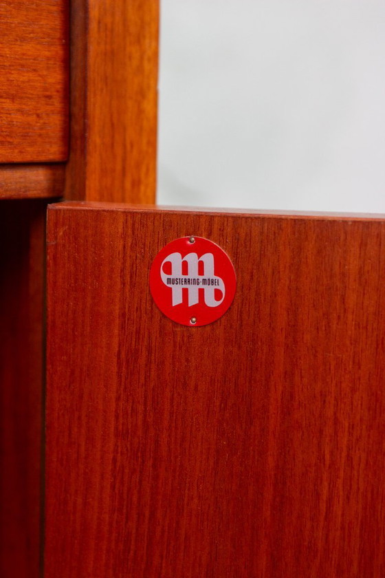 Image 1 of Vintage chest of drawers sideboard pattern ring teak nut mid century 60s