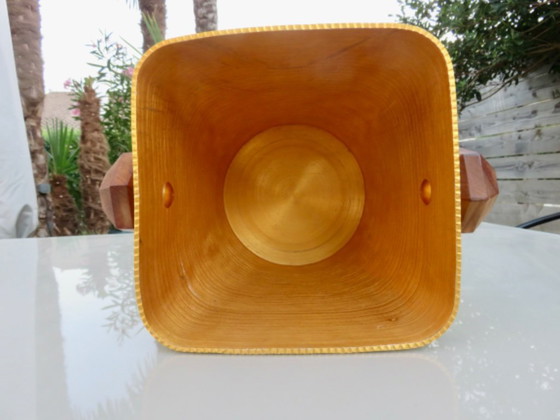 Image 1 of seau à glace en aluminium anodisé doré et texturé, poignées en teck, signé TL Paris, 1970