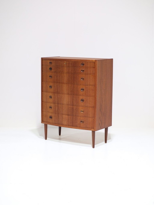 Hoge ladekast teakhout Deens vintage 1960s