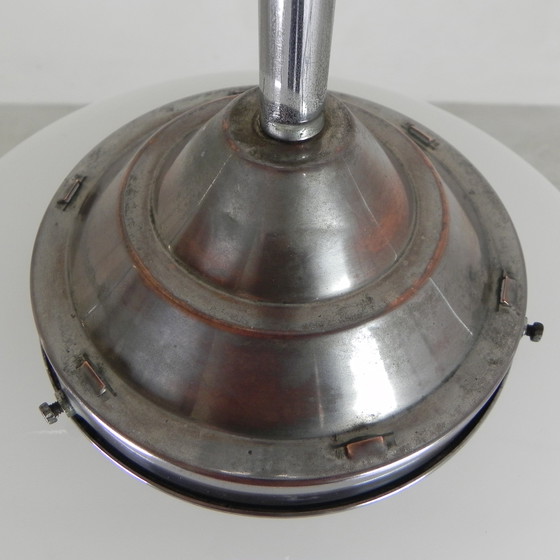 Image 1 of Lampada a sospensione Art Déco con paralume bianco, anni '30